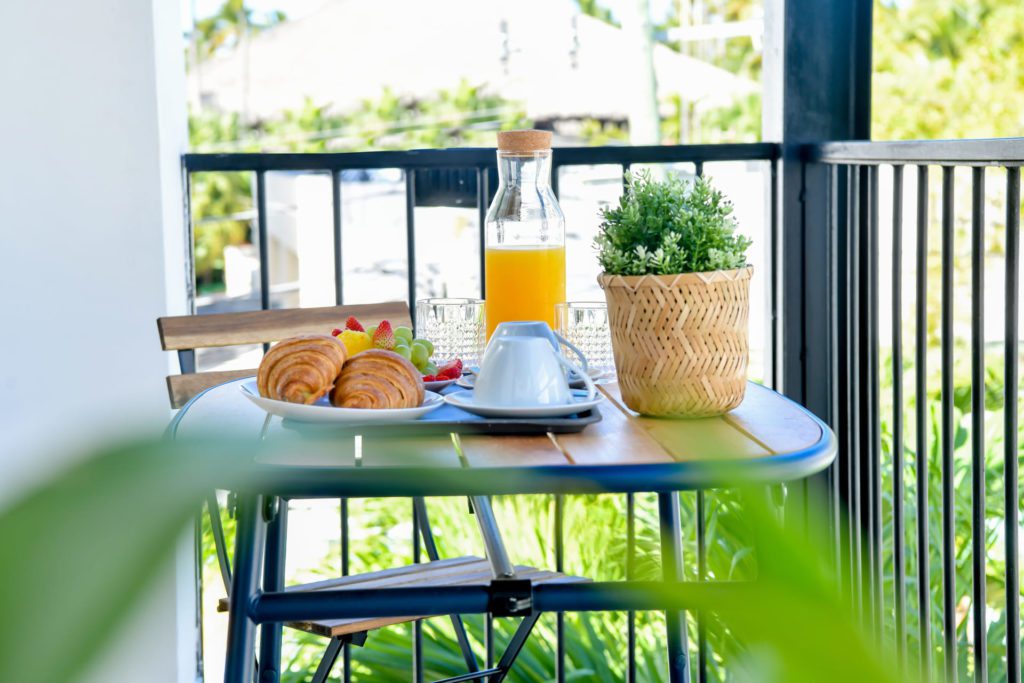 Breakfast on the room balcony at Honky Tonk Punta Cana